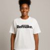 20250823_1952_Model in Remake Tee_remix_01k3c0wgtcfdtarxak1q0359jm Refnake Black Logo Oversized White T-Shirt